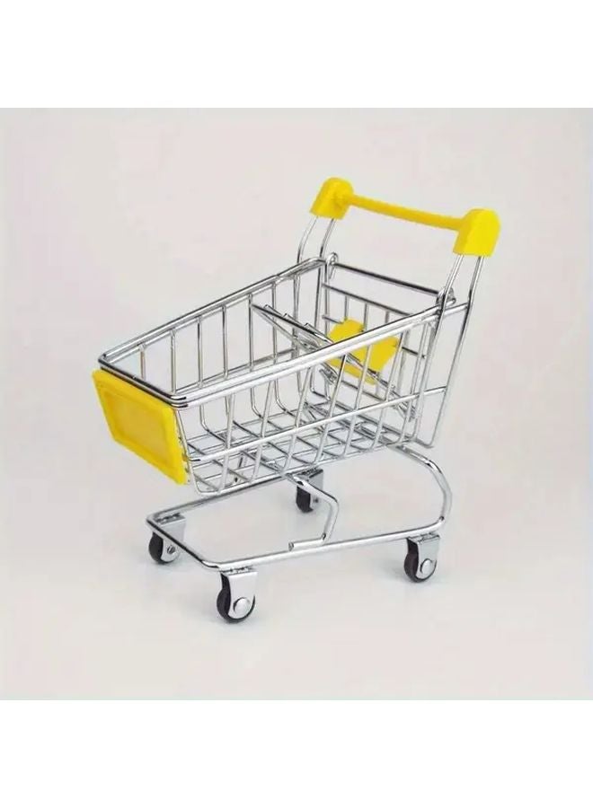 Random Color Metal Mini Shopping Cart Organizer Foldable Desktop Storage Caddy - Image 4